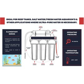 Premier 5 Stage Reverse Osmosis & Deionization (RODI) | Aquarium Reef Water Filter System - 50 GPD | Water Purifier for Fish Tank with Filter's Included | Made in USA