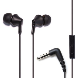Panasonic ErgoFit Wired Earbuds, In-Ear Headphones with Microphone and Call Controller, Ergonomic Custom-Fit Earpieces (S/M/L), 3.5mm Jack for Phones and Laptops - RP-TCM125-KA (Matte Black)
