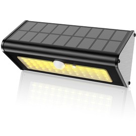 SECUROAD 1100 Lumens Solar Motion Sensor Lights Outdoor, IP65 Waterproof, 4500mAh Battery, Black Aluminum Metal Security Flood Wall Lights, 1 Pack, Warm White