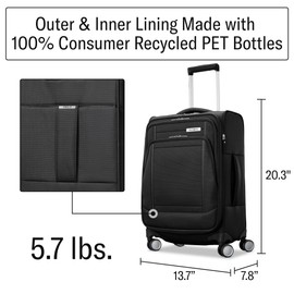 Samsonite UpLIFT 20" Lightweight Softside Carry-On Luggage with Spinner Wheels - Expandable - Airline-Approved, Polyester Soft Suitcase for Ultra Light Travel - Black