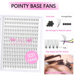 Premade Fans Eyelash Extensions 12D-C-0.07-10 Premade Volume Lash Extensions 320 Fans Pointed Base Fans 0.07 Premade Volume Fans C D Curl(12D-C-0.07-10)