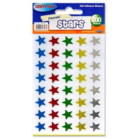 Premier Stationery Crafty Bitz Star Stickers. Pack of 200, Multicoloured