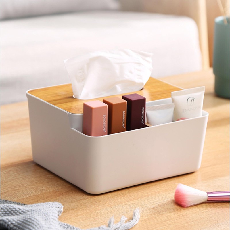 Rectangular Tissue Box Holder, Multifunction Facial Tissue Dispenser for Dining