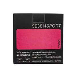 SESN Electrolitos  Colágeno Fresa  15 Sticks x 5g  Sodio Potasio Magnesio  Vitaminas B5 B6 C  Hidratación y Rendimiento                               