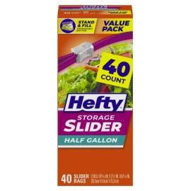 Hefty Slider Storage Bags, Half Gallon Size, 40 Count