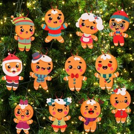 36 Pcs Gingerbread Man Ornaments for Christmas Tree, Wooden Hanging Christmas Tree Decorations Wood Signs Crafts for Christmas, Fall, Winter, New Year, Indoor Home Party Decor Supplies