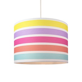 Modern and Cute Multi Coloured Rainbow Stripe Cotton Fabric Lamp Shade - 10" for Table Lamp or Pendant Light by Happy Homewares