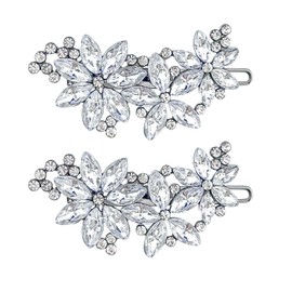 2 Pieces Rhinestone Hair Clips for Women | Wedding Hair Accessories for Women | Elegant Silver Bridal Hair Clips Sparkly Hair Clips for Bride Wedding Party Prom Gift