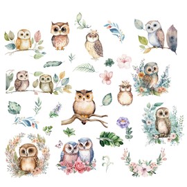 CRASPIRE 8 Sheets Owl Window Decals Birds Branch Flower Cartoon Wall Stickers Self-Adhesive PVC Waterproof Peel and Stick for Glass Bedroom Living Room Window Stairway Showcase Home Decorations