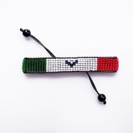 Mexico Flag Bracelet: Handmade Bracelet,Adjustable Beaded Boho-Style Rope Bracelet with Mexican Flag