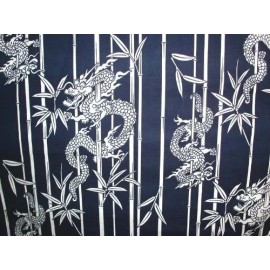 Japanese Yukata Kimono Men Sash Belt 58" Cotton RYU Dragon Bamboo Made in Japan