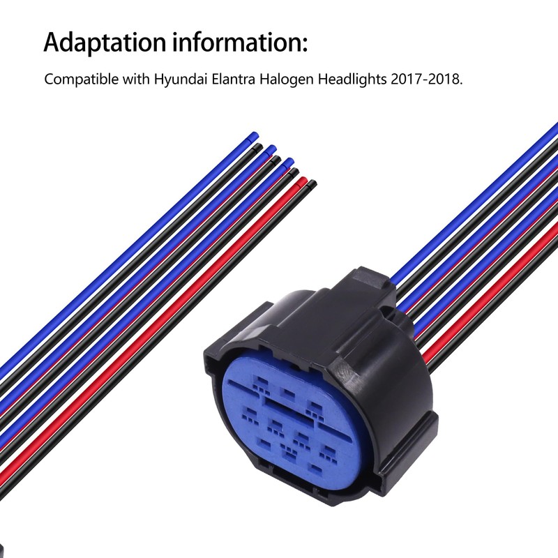 HiSport Halogen Headlight Harness Compatible with Hyundai Elantra 2017-2018 Connector