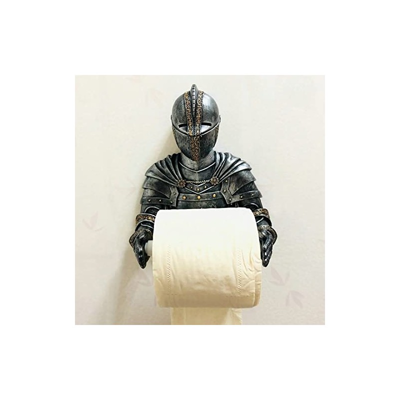 Toilet Paper Holder Tissue Storage Roll Medieval Statue Knight to
