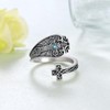 Feijiesi Cross Turquoise Spoon Ring 925 Sterling Silver Cross Thumb