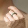 Mens Womens Natural Genuine Real Green Jade Band Ring Size