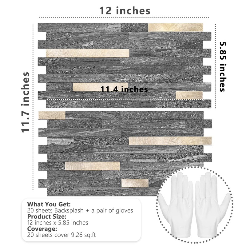 STICKGOO 20 Sheets Peel and Stick Backsplash Tile, Stick on
