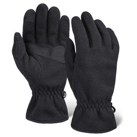 Tough Outdoors Fleece Touchscreen Winter Gloves for Men & Women - Warm & Soft Black Stretch Thermal Driving & Running Glove for Cold Weather