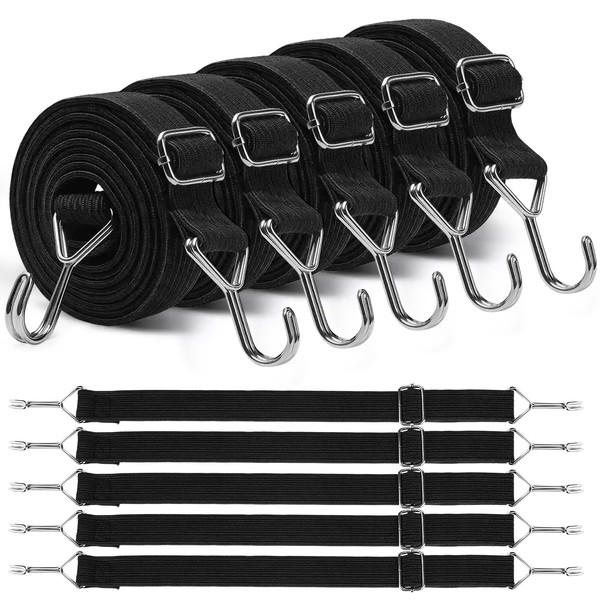 5 Pcs Bungee Cords with Hooks, 1M Adjustable Heavy Duty