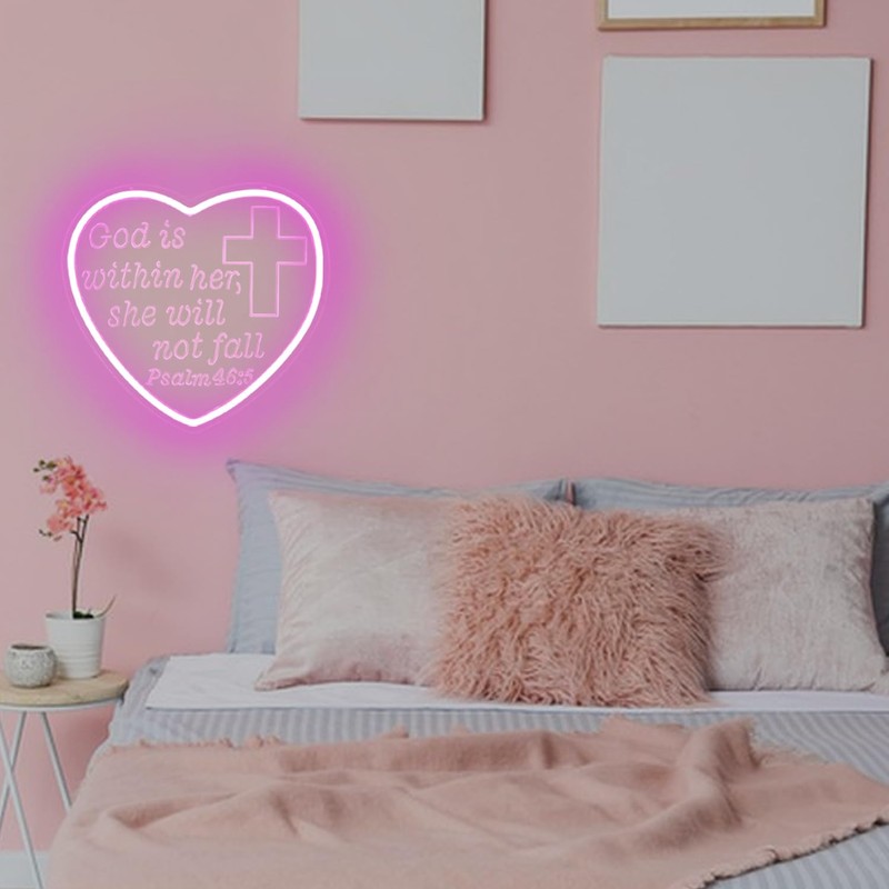 God is Within Her She Will Not Fall Neon Sign