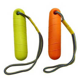 Ruffify Floating Training Toy for Dogs, EVA Dog Stick, Water Floating for Pools, Boating and Outdoors, Safety Orange and Yellow/Green with Handle String (Two Pack)