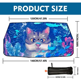 Firiseroh - Parasol para parabrisas de coche, parasol plegable, universal, se adapta a la mayoría de vehículos, gato y mariposa