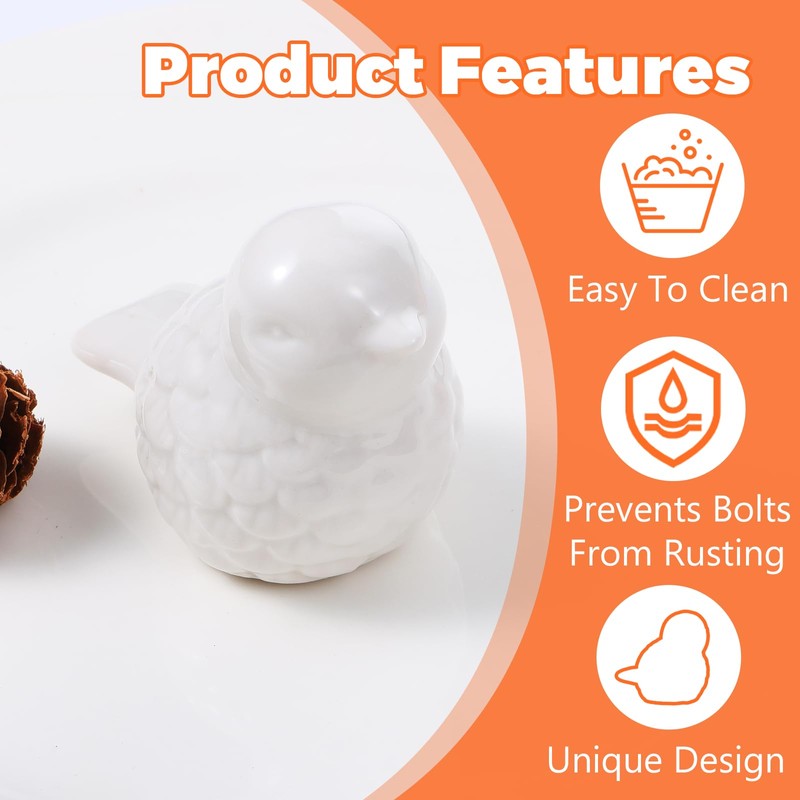 Heclia 2PCS Ceramic Toilet Bolt Covers, Cute Bird Decorative Screw