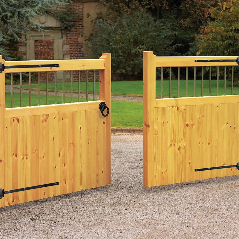 DIYWorld 24" Black Door Hinges – 2Pcs Gate Hinges with