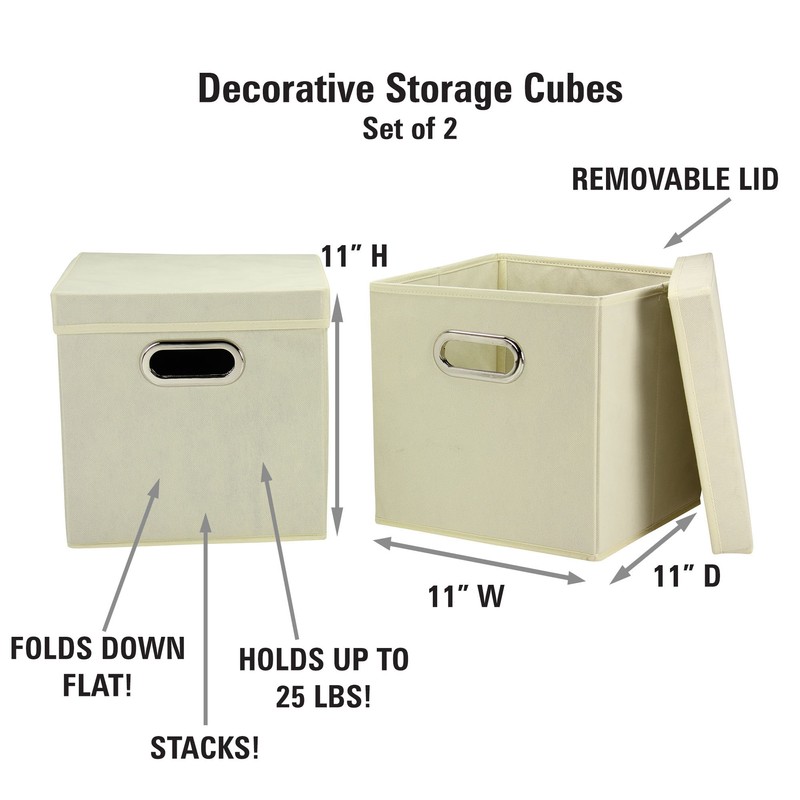 Household Essentials 39-1 Decorative Storage Cube Set with Removable Lids