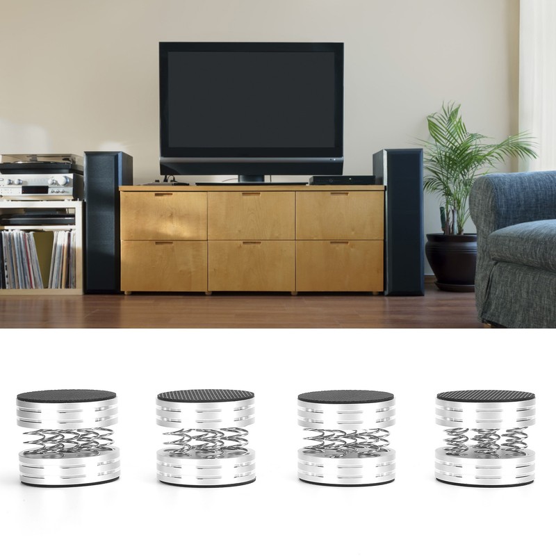 4PCS Spring Speaker Spikes Sound Dampening Feet for HiFi Amplifier/Speaker/Turntable/PlayerSilver