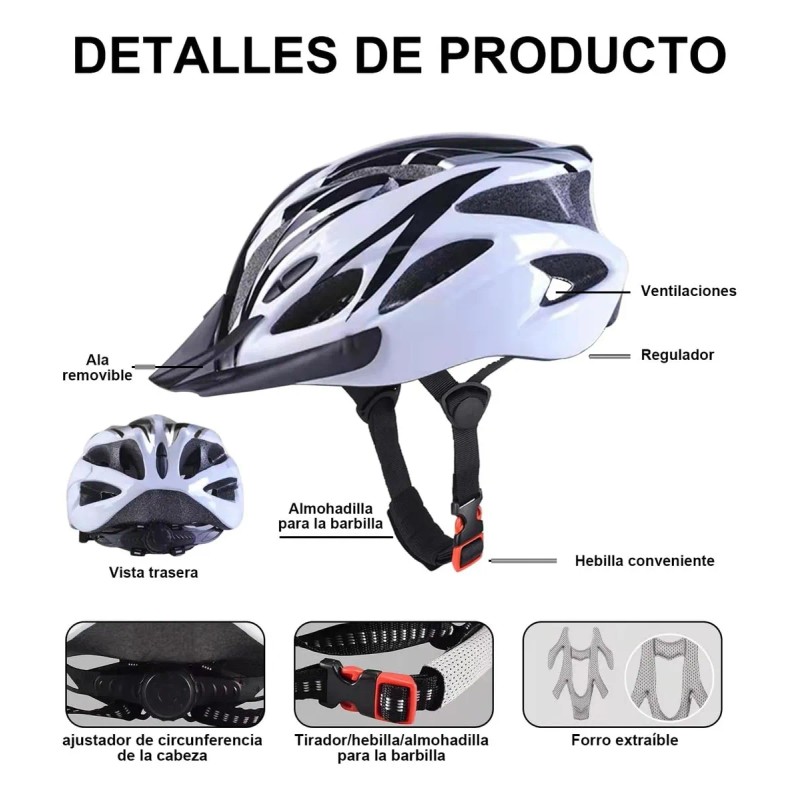 Casco De Bicicleta Unisex+redes Para Moto,casco De Ciclismo Blanco G