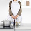 White Cotton Women Maid Apron Ruffle Hem Kitchen Solid Color