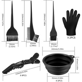 VARHHUXHA Hair Dye Brush Set, 9 Pieces Hair Dyeing Accessories, Hair Dyeing Tool with Brush Comb, Colouring Brush, Hair Tinting Bowl, Hair Pins, Gloves, for Salon DIY Hair Dyeing Kit