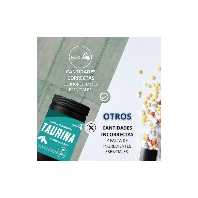 ISAAQUIM Taurina 700 mg – 200 Cápsulas | Aminoácido en