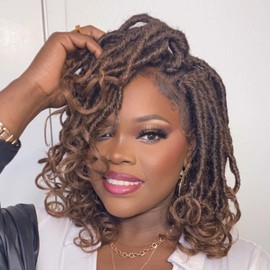 Toyotress French Curl Locs Crochet Hair - 12 Inch 8 Packs Ombre Blonde Faux Locs With Curly Ends, Short Pre-Looped Soft Locs Braiding Hair Extensions (12 Inch, T27-8P)