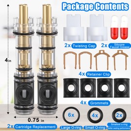 Hohean 2 Pack Replacement Cartridge Compatible with Moen 1225/1225B, Shower Cartridge Replacement with 2 Set Service Kit (Include Grease Packet) for Single Handle Faucet/Showers Kitchen and Bathroom
