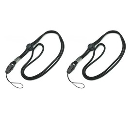 SLEEKSTATION ST-NSM001B Neck Strap, Round Strap Type, Adjustable, Tip Strap, One-Touch Detachable Function, Black