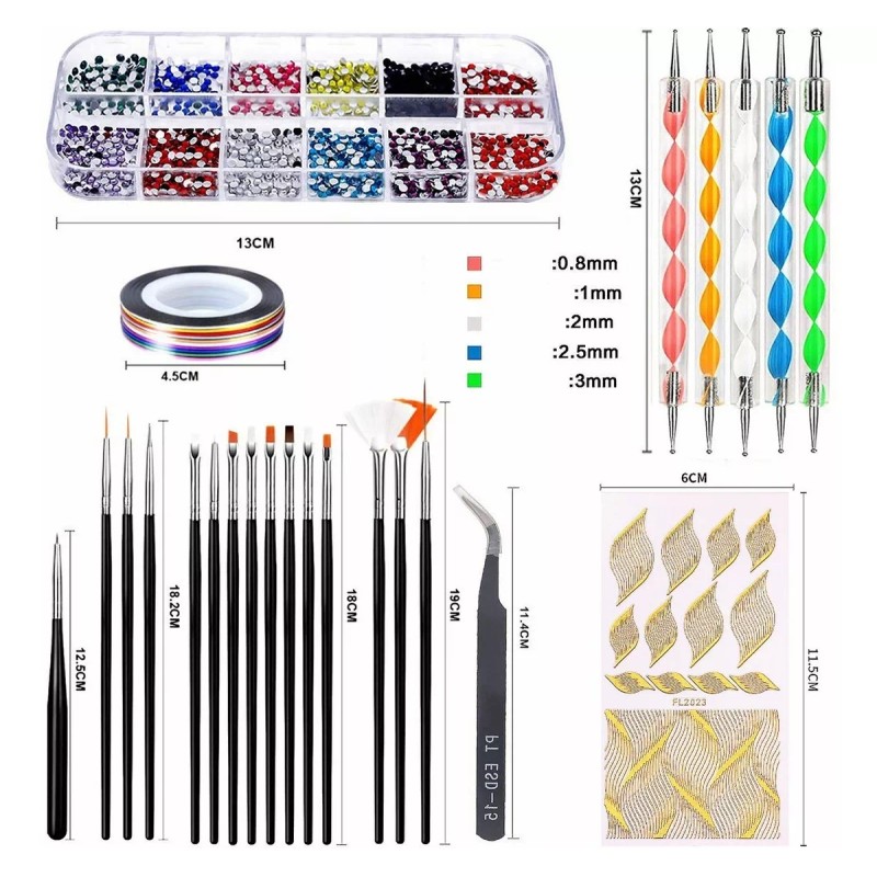 Vaduma Kit De Arte De Uñas, Pinceles Decorar Manicura Decoración