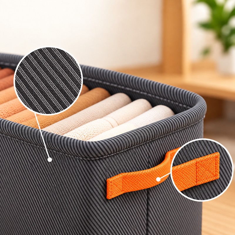 Foldable Clothes Storage Organizer Box with Handles – Non-Woven Fabric