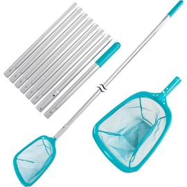 U.S. Pool Supply 11.5 Foot Swimming Pool Leaf Skimmer Net with Telescopic Aluminum Pole, 8 Sections - 6" Deep Ultra Fine Mesh Netting Basket, Remove Finest Debris, Adjustable Length, Clean Spas, Ponds - Size: 6 Foot Standard