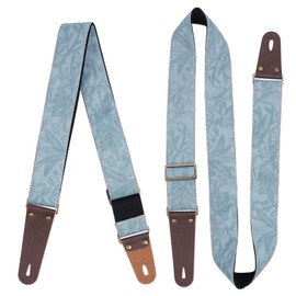 Lvkjafaz Adjustable Guitar Strap Includes 2 Strap Locks & 2 Matching Picks & 1 Picks Holder & 1 leather Strap Button.Leather ends Guitar Shoulder Strap(1-Carved Light Blue)