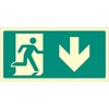 Sign, Arrow Down, Glow Sav, External Height 150mm, External Width 300mm, Sign Colour White on Green, Sign Legend Fire Exit Arrow Down, Sign Material Vinyl - Photoluminescent, Sign Type Emergency Exit,