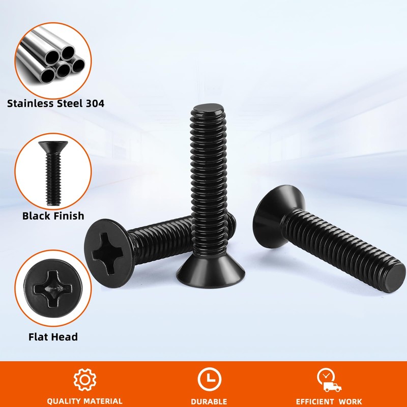 MewuDecor M4 x 20mm Flat Countersunk Head Machine Screws, Cross