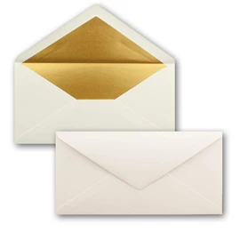Envelopes size DIN Long, gummed, wet seal, Gold / Silver Metallic Lining