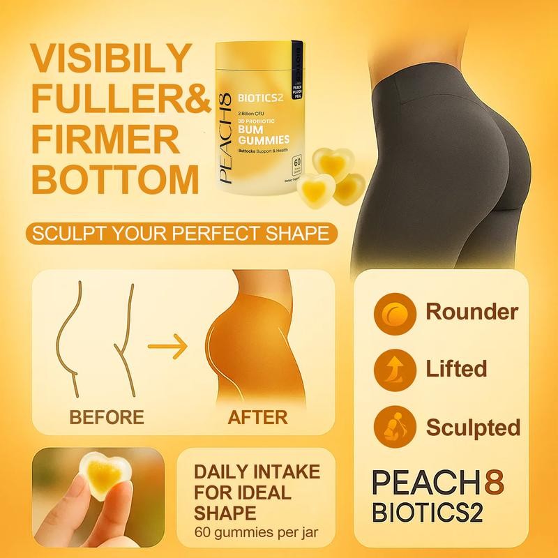 Biotics2 Peach8 Probiotic Bum Support Gummies – 2B CFU with
