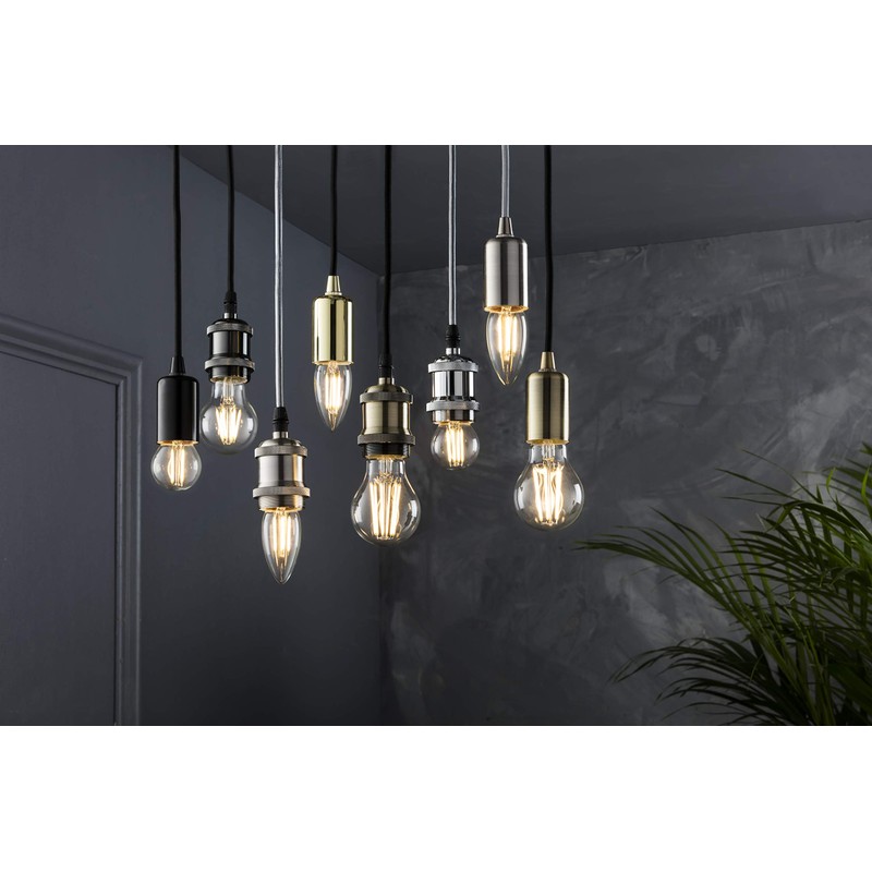 Knightsbridge 6 Inch E27 Contemporary Pendant Set in Black Nickel