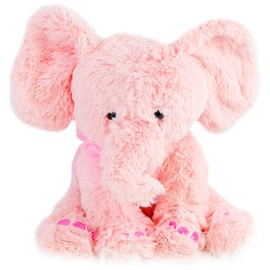 11" Plush Super Soft Elephant Teddy Bear Cuddling Baby Gift Toy with Ribbon (Baby Pink Elephant)