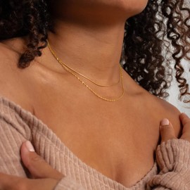 ASCOMY Layered Necklaces for Women Dainty Gold Necklace 14K Gold Plated Snake Choker Necklace Twist Rope Chain Friendship Necklace Simple Gold Necklaces for Women Girls Everyday Gold Jewelry Gift