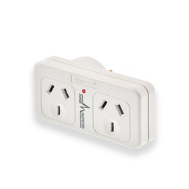 Sansai 2400W Surged Double Left Power Adaptor Plug Socket 240V Protector White