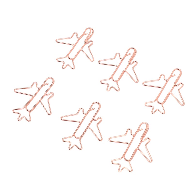 80pcs Airplane Shaped Paper Clips Rose Gold Prevent Rust Plane