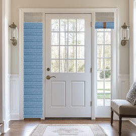 AJAZZ 100% Blackout Door Curtain Privacy Thermal Insulated Door Window Curtains for Shade Back Yard Door Patio French Door Front Door Sidelight Curtain Tie Up, W 12 X L 72, 1 Panel, Blue